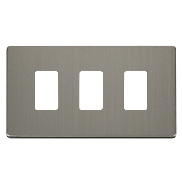 Click Definity Stainless Steel 3 Gang Grid Pro Front Plate SCP20403SS