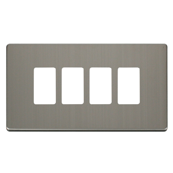 Click Definity Stainless Steel 4 Gang Grid Pro Front Plate SCP20404SS