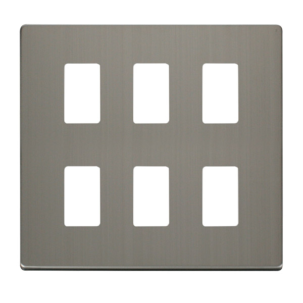 Click Definity Stainless Steel 6 Gang Grid Pro Front Plate SCP20506SS
