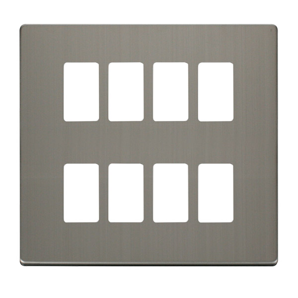 Click Definity Stainless Steel 8 Gang Grid Pro Front Plate SCP20508SS