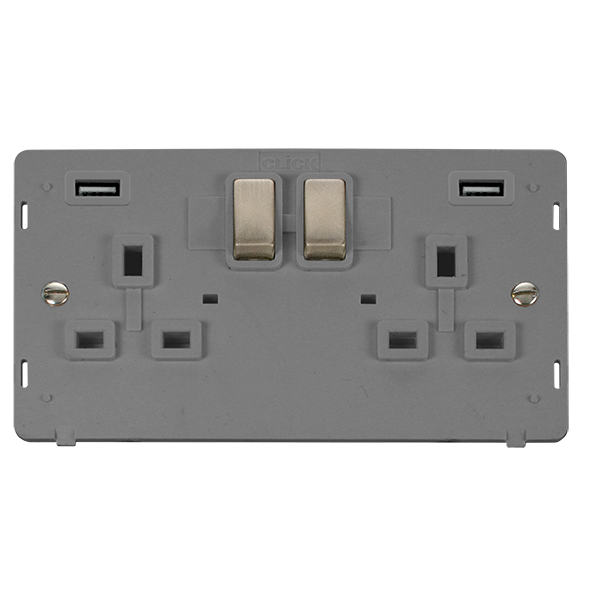 Click Definity Twin USB Double Switched Socket Insert SIN580GYBS