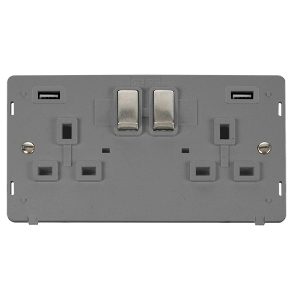Click Definity Twin USB Double Switched Socket Insert SIN580GYSS