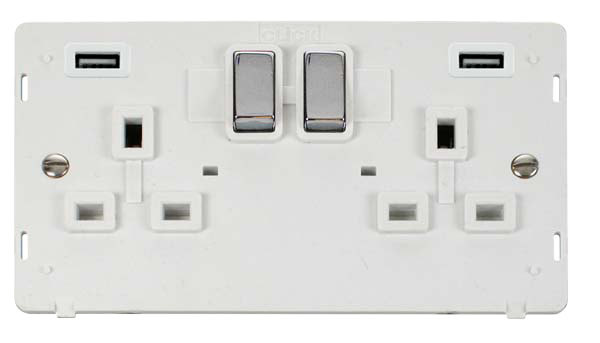 Click Definity Twin USB Double Switched Socket Insert SIN580PWCH