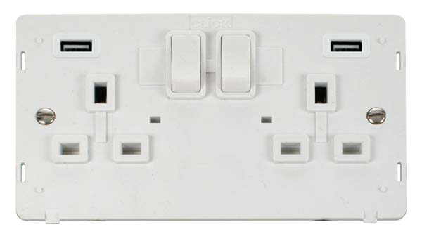 Click Definity Twin USB Double Switched Socket Insert SIN780PW