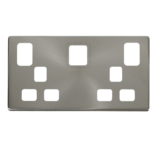 Click Definity Type A & C USB Double Socket Cover Plate SCP486BS