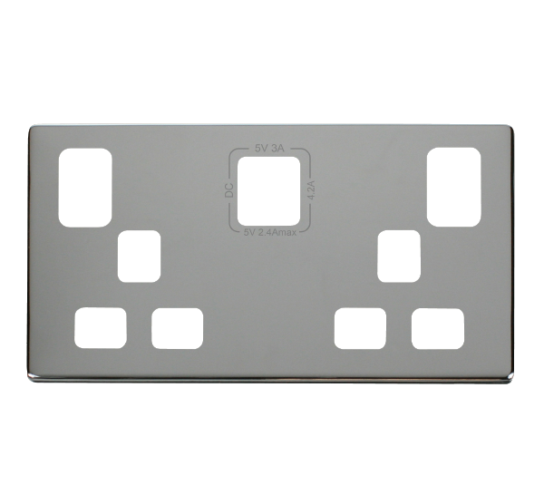 Click Definity Type A & C USB Double Socket Cover Plate SCP486CH