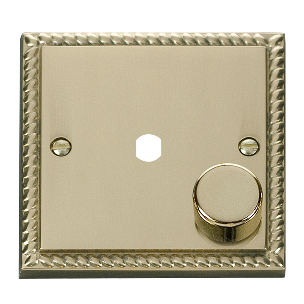 Click Georgian Brass 1G Empty Dimmer Plate with Knobs GCBR140PL
