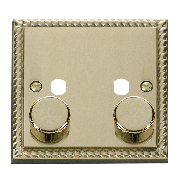 Click Georgian Brass 2G Empty Dimmer Plate with Knobs GCBR152PL