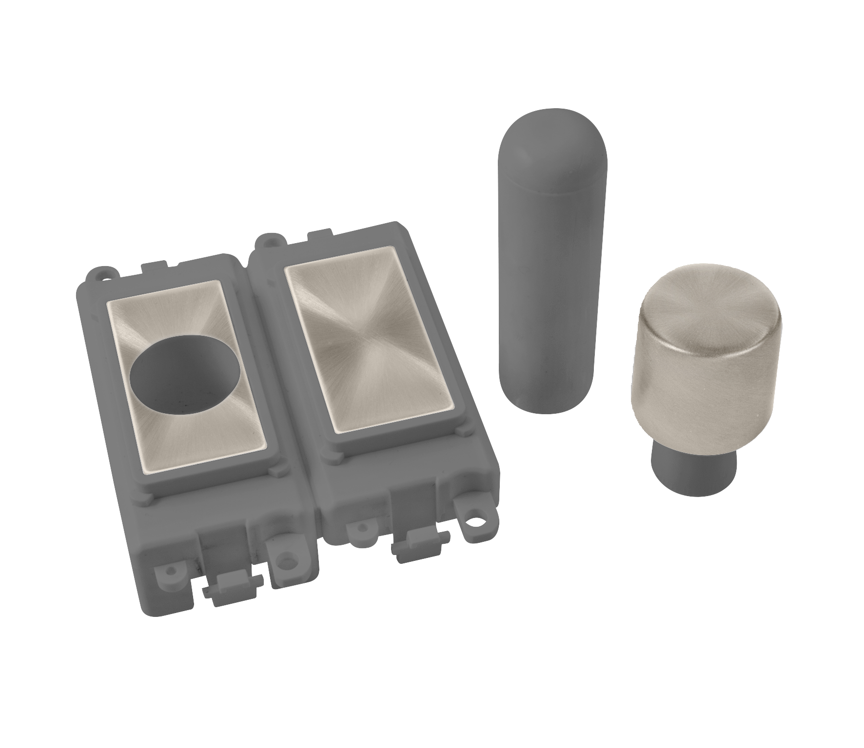 Click Grid Pro GM150GYBS 2 Module Dimmer Mounting Kit Grey - Brushed Steel