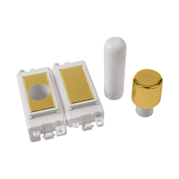 Click Grid Pro GM150PWBR 2 Module Dimmer Mounting Kit White - Polished Brass