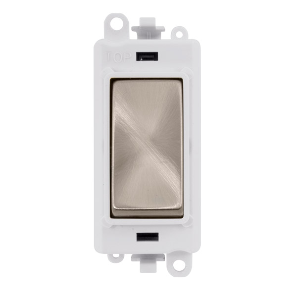 Click Grid Pro GM2004PWBS 2 Way Retractive Switch Module White Brushed Stainless