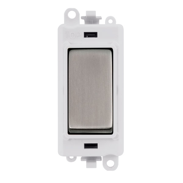 Click Grid Pro GM2004PWSS 2 Way Retractive Switch Module White Stainless Steel