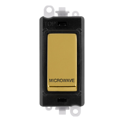 Click Grid Pro GM2018BKBR-MW Double Pole Switch Module Black Polished Brass Microwave