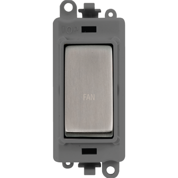 Click Grid Pro GM2018GYSS-FN Double Pole Switch Module Grey Stainless Steel Fan