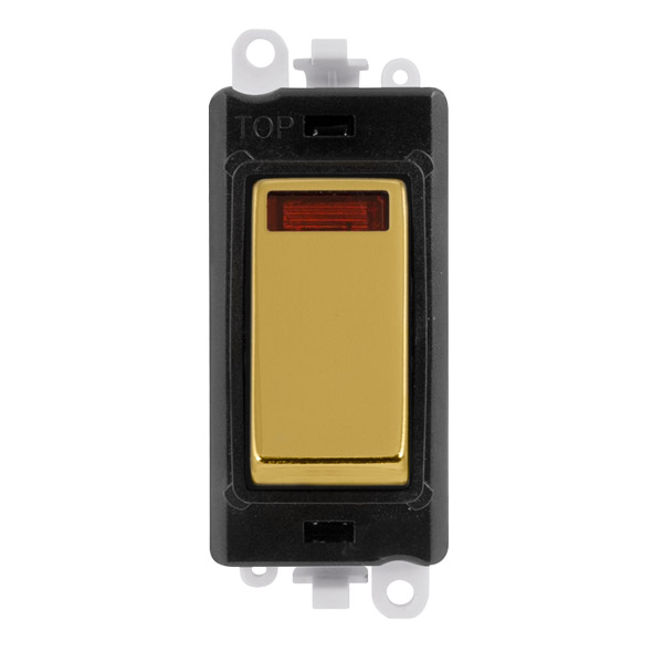 Click Grid Pro GM2018NPWBR Double Pole Switch Module with Neon Black Polished Brass