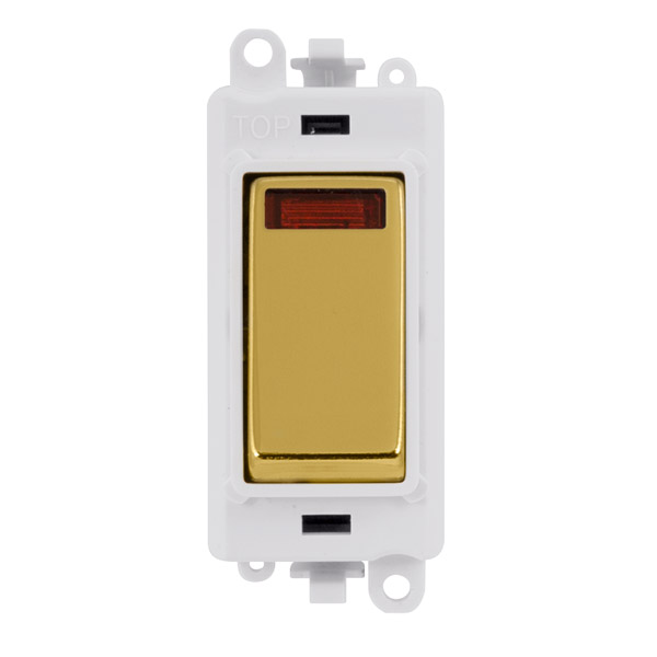 Click Grid Pro GM2018NPWBR Double Pole Switch Module with Neon White Polished Brass