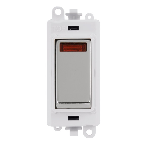 Click Grid Pro GM2018NPWCH Double Pole Switch Module with Neon White Polished Chrome