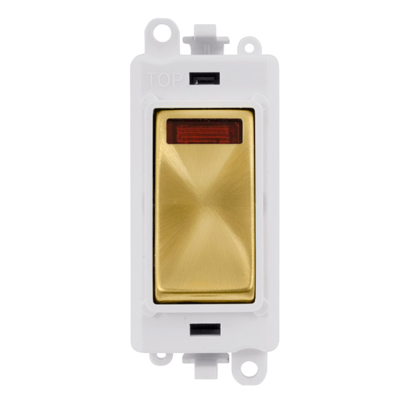 Click Grid Pro GM2018NPWSB Double Pole Switch Module with Neon White Satin Brass