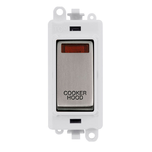Click Grid Pro GM2018NPWSS-CH Cooker Hood Double Pole Switch Module with Neon White Stainless Steel