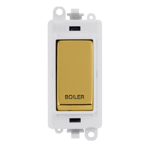 Click Grid Pro GM2018PWBR-BL Double Pole Switch Module Polished Brass White Boiler