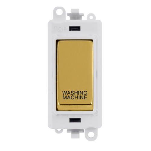 Click Grid Pro GM2018PWBR-WM Double Pole Switch Module Polished Brass White Washing Machine