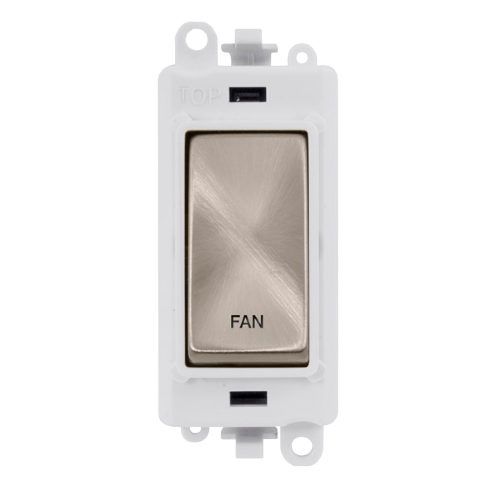 Click Grid Pro GM2018PWBS-FN Double Pole Switch Module White Brushed Stainless Fan