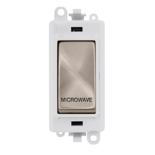 Click Grid Pro GM2018PWBS-MW Double Pole Switch Module White Brushed Stainless Microwave