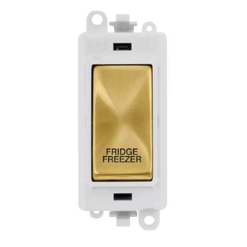 Click Grid Pro GM2018PWSB-FF Double Pole Switch Module White Satin Brass Fridge Freezer