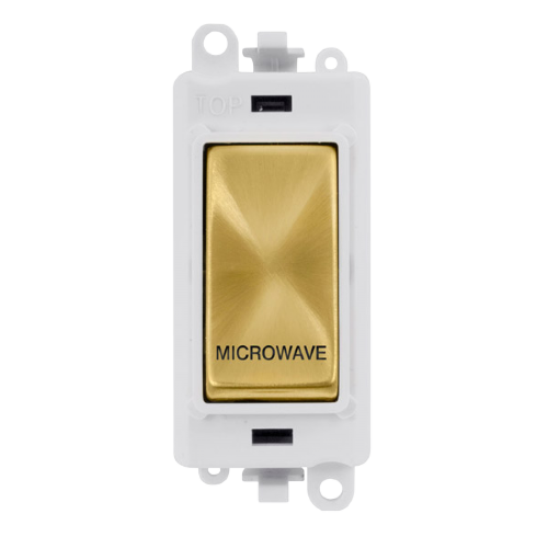 Click Grid Pro GM2018PWSB-MW Double Pole Switch Module White Satin Brass Microwave