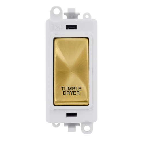 Click Grid Pro GM2018PWSB-TD Double Pole Switch Module White Satin Brass Tumble Dryer