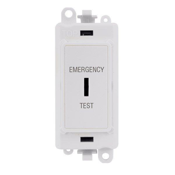 Click Grid Pro GM2046PWET Double Pole Key Switch Module "Emergency Test" White