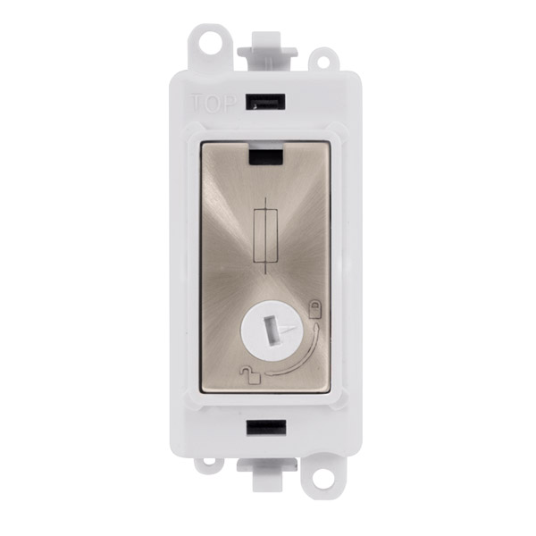 Click Grid Pro GM2047-LPWBS 13A Fused Lockable Module White Brushed Stainless