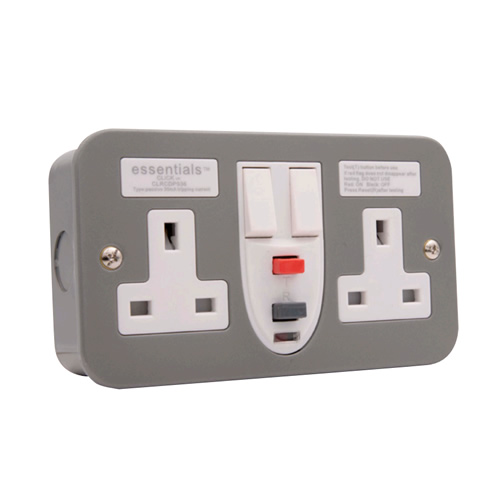Click Metal Clad 13A 2 Gang Type A Passive RCD Switched Socket CLRCDP036
