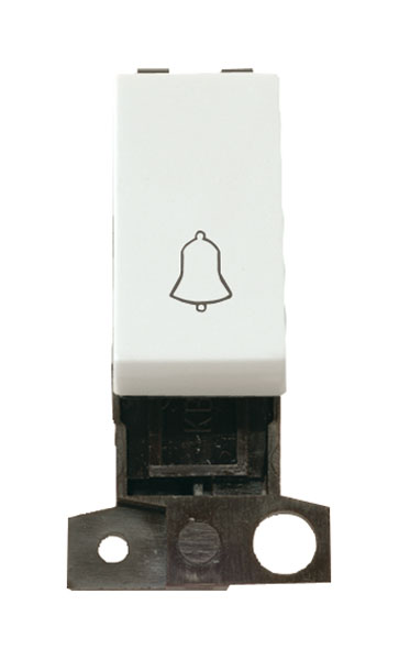 Click MiniGrid MD005WH White 1 Way Retractive Switch Module "Bell"
