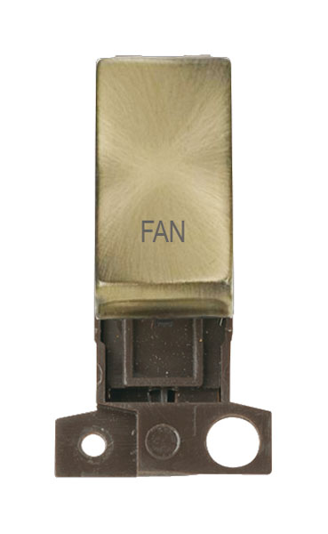 Click MiniGrid MD018ABFN Antique Brass 13A Double Pole Fan Switch Module 