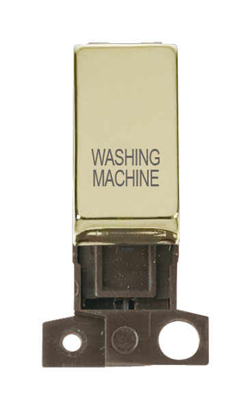 Click MiniGrid MD018BRWM Polished Brass 13A Double Pole Washing Machine Switch Module