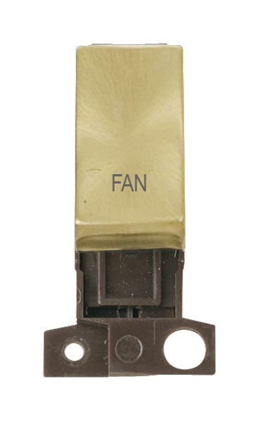 Click MiniGrid MD018SBFN Satin Brass 13A Double Pole Fan Switch Module