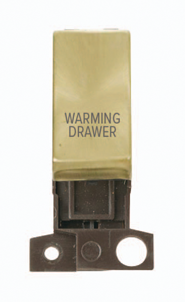 Click MiniGrid MD018SBWDR Satin Brass 13A Double Pole Warming Drawer Switch Module
