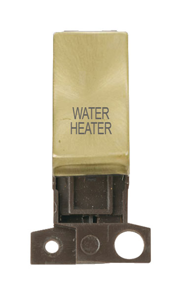 Click MiniGrid MD018SBWH Satin Brass 13A Double Pole Water Heater Switch Module