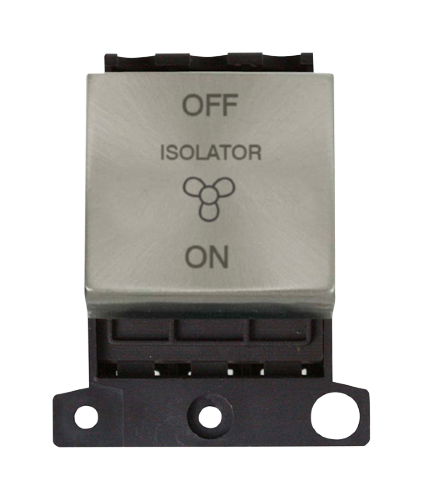 Click MiniGrid MD020BS Brushed Steel 10A 3 Pole Fan Isolator Switch Module