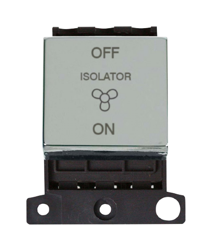 Click MiniGrid MD020CH Polished Chrome 10A 3 Pole Fan Isolator Switch Module