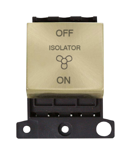 Click MiniGrid MD020SB Satin Brass 10A 3 Pole Fan Isolator Switch Module