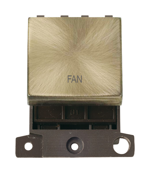 Click MiniGrid MD022ABFN Antique Brass 20A Double Pole Fan Switch Module