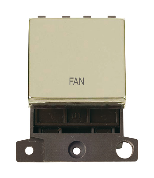 Click MiniGrid MD022BRFN Polished Brass 20A Double Pole Fan Switch Module