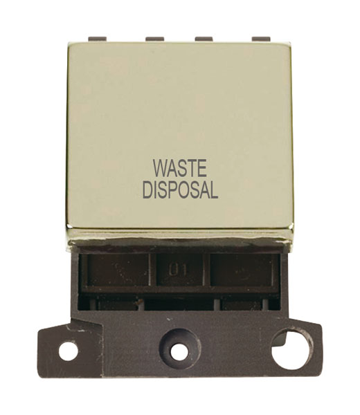Click MiniGrid MD022BRWD Polished Brass 20A Double Pole Waste Disposal Switch Module