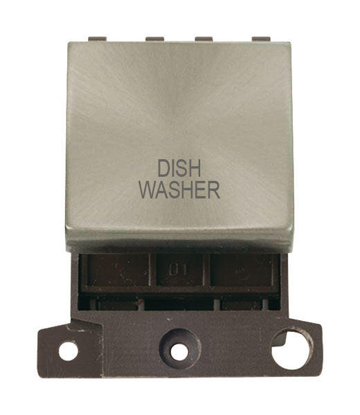 Click MiniGrid MD022BSDW Brushed Steel 20A Double Pole Dishwasher Switch Module