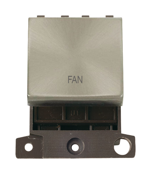 Click MiniGrid MD022BSFN Brushed Steel 20A Double Pole Fan Switch Module