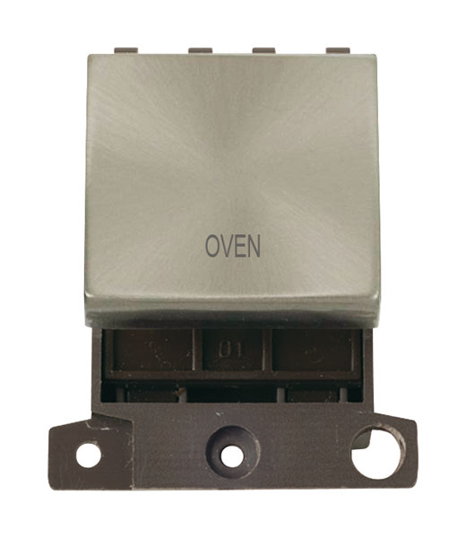 Click MiniGrid MD022BSOV Brushed Steel 20A Double Pole Oven Switch Module