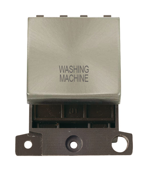 Click MiniGrid MD022BSWM Brushed Steel 20A Double Pole Washing Machine Switch Module