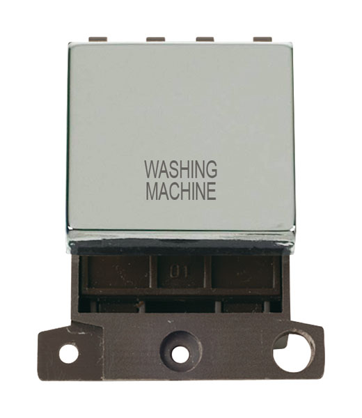 Click MiniGrid MD022CHWM Polished Chrome 20A Double Pole Washing Machine Switch Module